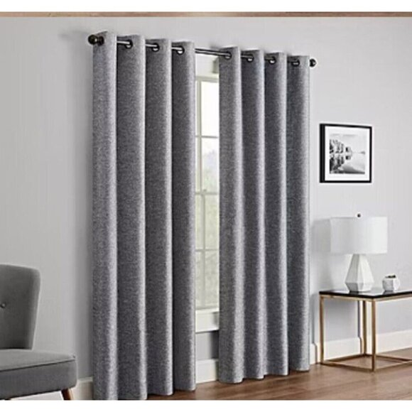 Eclipse Andes Blackout Grommet Top Single Curtain Panel Charcoal‎ 50x95 Set Of 2 - Picture 1 of 6
